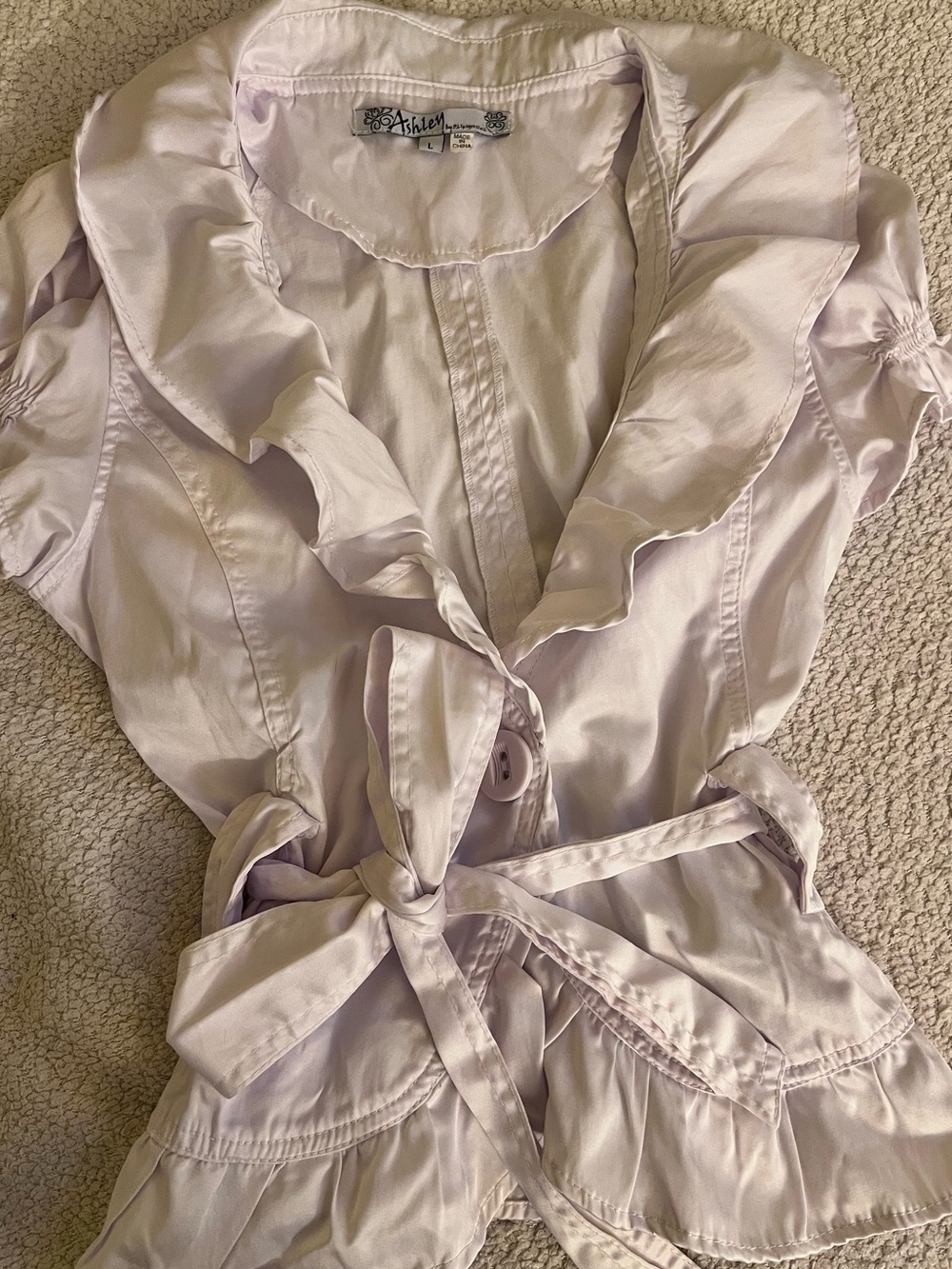 Ashley Women's white Tie-Waist Jacket Size Large